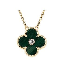 Van Cleef & Arpels Vintage Alhambra Pendant Necklace 18K Yellow Gold and Malachite with Diamond (view 1)