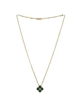 Van Cleef & Arpels Vintage Alhambra Pendant Necklace 18K Yellow Gold and Malachite with Diamond (view 2)