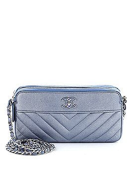 Chanel Mademoiselle Vintage Double Zip Clutch with Chain Chevron Caviar (view 1)