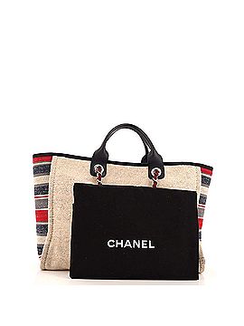 Chanel Deauville Tote Canvas with Striped Detail Medium (view 2)