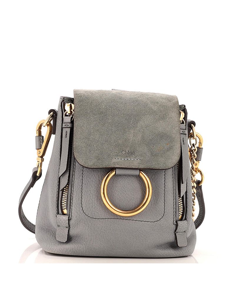 Chloé Blue Faye Backpack Leather and Suede Mini One Size - 45% off ...