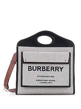 Burberry Logo Pocket Tote Canvas with Leather Medium (view 1)