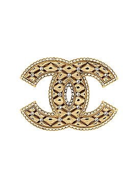Chanel Quilted CC Brooch Crystal Embellished Metal (view 1)