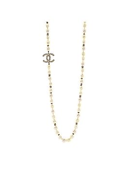 Chanel CC Single Strand Long Necklace Faux Pearls with Metal and Crystals Large (view 1)