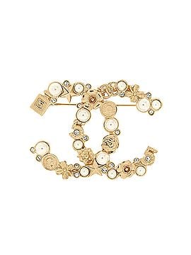 Chanel CC Charms Brooch Metal with Faux Pearls and Crystals (view 1)
