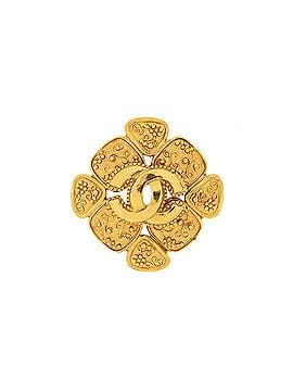 Chanel Vintage CC Flower Brooch Textured Metal (view 1)