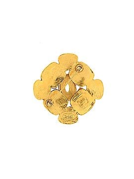 Chanel Vintage CC Flower Brooch Textured Metal (view 2)