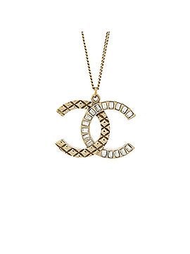 Chanel CC Quilted Baguette Pendant Necklace Metal with Crystals (view 1)