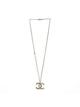 Chanel CC Quilted Baguette Pendant Necklace Metal with Crystals (view 2)