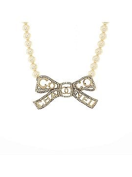 Chanel Bow-tiful Pendant Necklace Metal with Faux Pearls and Crystals (view 1)