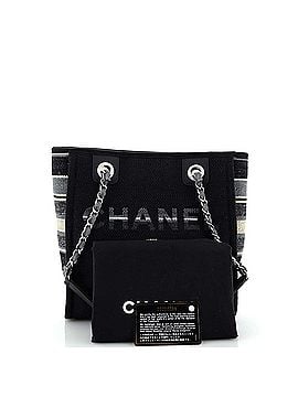 Chanel North South Deauville Tote Canvas with Striped Detail Small (view 2)