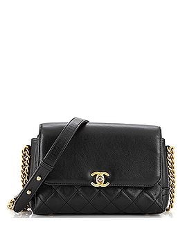 Chanel Side Chain Compartment Flap Bag Quilted Goatskin Medium (view 1)