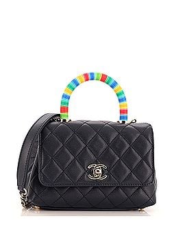 Chanel Coco Top Handle Bag Quilted Goatskin with Multicolor Handle Extra Mini (view 1)