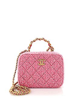 Chanel Woven Chain Top Handle Vanity Case Quilted Tweed Small (view 1)