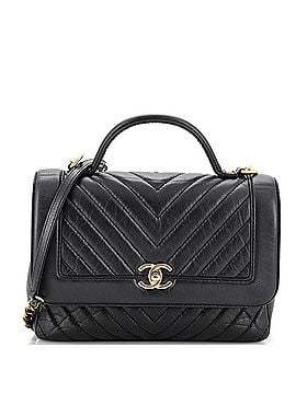 Chanel Top Handle Flap Bag Chevron Calfskin Medium (view 1)