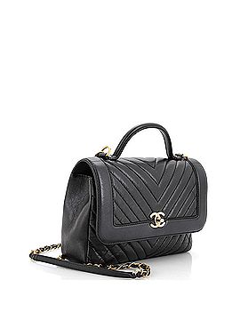 Chanel Top Handle Flap Bag Chevron Calfskin Medium (view 2)