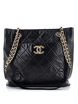 Chanel CC Front Pocket Shopping Tote Quilted Calfskin Small (view 1)