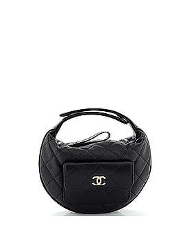 Chanel Front Pocket Hobo Pouch Quilted Caviar Mini (view 1)