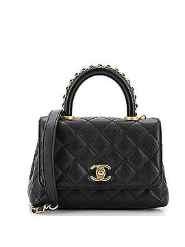 Chanel Coco Top Handle Bag Quilted Caviar with Chain Detail Handle Extra Mini (view 1)