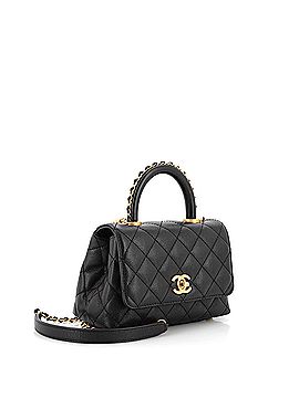 Chanel Coco Top Handle Bag Quilted Caviar with Chain Detail Handle Extra Mini (view 2)