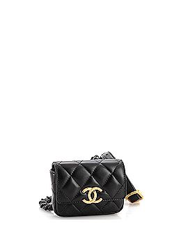 Chanel Lacquered Metal CC Flap Card Holder Belt Bag Quilted Lambskin (view 2)