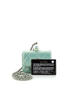 Chanel CC Pearl Coin Card Holder with Chain Quilted Iridescent Caviar (view 2)