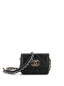 Chanel 19 Card Holder on Chain Quilted Leather (view 1)