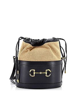 Gucci Horsebit 1955 Bucket Crossbody Bag Leather and Canvas Small (view 1)