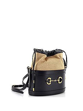 Gucci Horsebit 1955 Bucket Crossbody Bag Leather and Canvas Small (view 2)