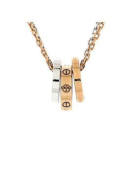 Cartier Love 3 Ring Pendant Necklace 18K Rose Gold and 18K White Gold with 6 Diamonds (view 1)