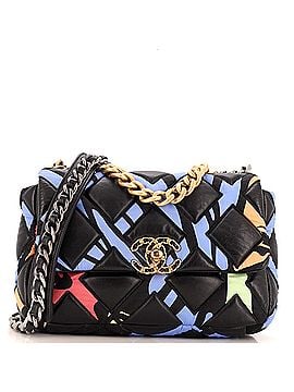 Chanel 19 Flap Bag Quilted Lambskin and Printed Silk Medium (view 1)