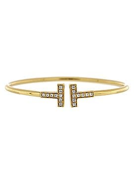 Tiffany & Co. T Wire Bracelet 18K Yellow Gold and Diamonds (view 1)