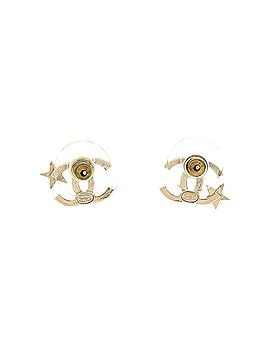 Chanel CC Asymmetrical Starfall Stud Earrings Metal and Crystals (view 2)