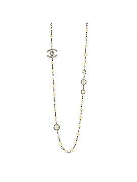 Chanel CC Station Long Necklace Metal with Faux Pearls and Crystals (view 1)
