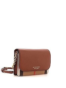 Burberry Hampshire Wallet on Chain Leather and House Check Canvas (view 2)