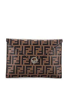 Fendi F is Fendi Envelope Flat Pouch Zucca Embossed Leather Large (view 1)