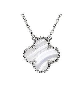 Van Cleef & Arpels Vintage Alhambra Pendant Necklace 18K White Gold and Chalcedony (view 1)