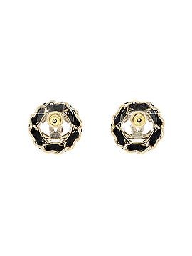 Chanel Chain Around CC Stud Earrings Metal with Leather and Crystals (view 2)