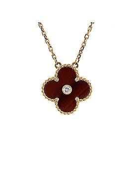 Van Cleef & Arpels Vintage Alhambra Pendant Necklace 18K Rose Gold and Tiger Eye with Diamond (view 1)