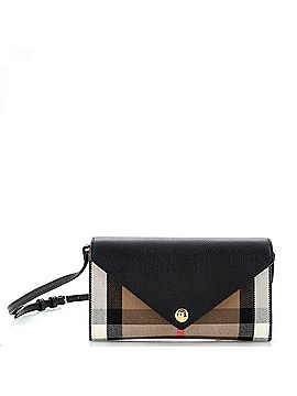 Burberry Hannah Envelope Wallet on Strap Leather and Vintage Check Canvas (view 1)