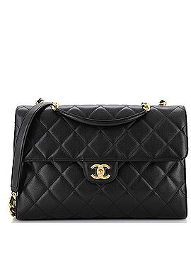 Chanel CC Flap Top Handle Satchel Quilted Caviar Medium (view 1)