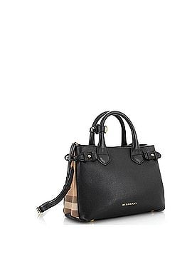 Burberry Banner Tote Leather and House Check Canvas Small (view 2)
