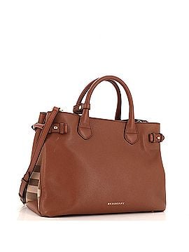 Burberry Banner Tote Leather and House Check Canvas Medium (view 2)