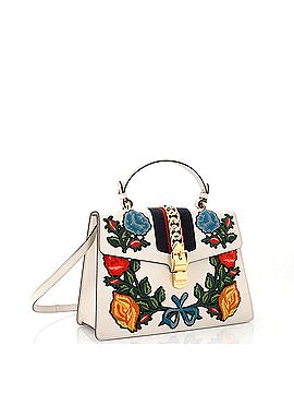 Gucci Sylvie Top Handle Bag Embroidered Leather Medium (view 2)