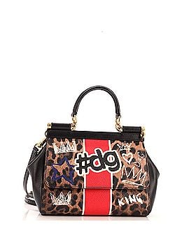 Dolce & Gabbana Miss Sicily Bag Leopard Graffiti Printed Leather Small (view 1)