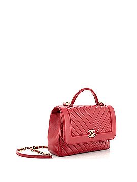 Chanel Top Handle Flap Bag Chevron Calfskin Small (view 2)