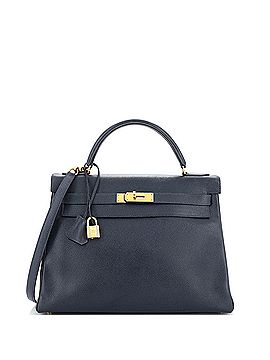 Hermès Kelly Handbag Blue Courchevel with Gold Hardware 32 (view 1)
