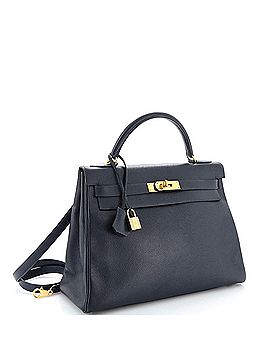 Hermès Kelly Handbag Blue Courchevel with Gold Hardware 32 (view 2)