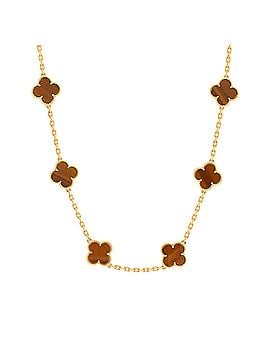 Van Cleef & Arpels Vintage Alhambra 10 Motifs Necklace 18K Yellow Gold and Tiger Eye (view 1)