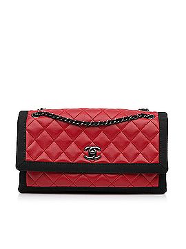 Chanel Medium Quilted Lambskin Grosgrain Two Tone Flap Bag (view 1)